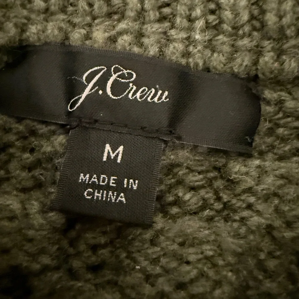 J Crew Popcorn Cable Knit Sweater Womens Medium Green Bobble Wool Blend K5311